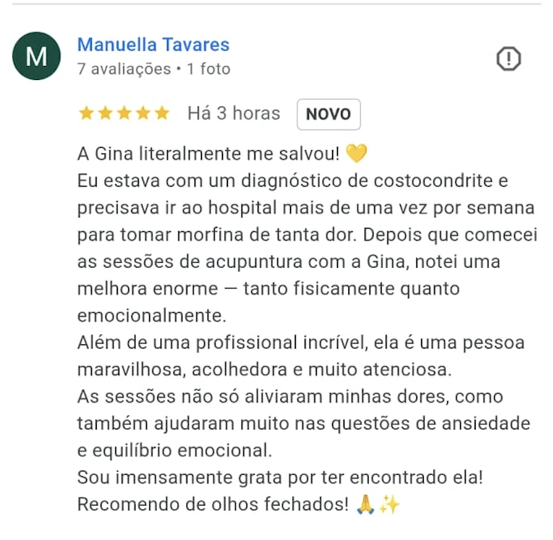 Depoimento de Manuella Tavares sobre atendimento com Gina Lozzi
