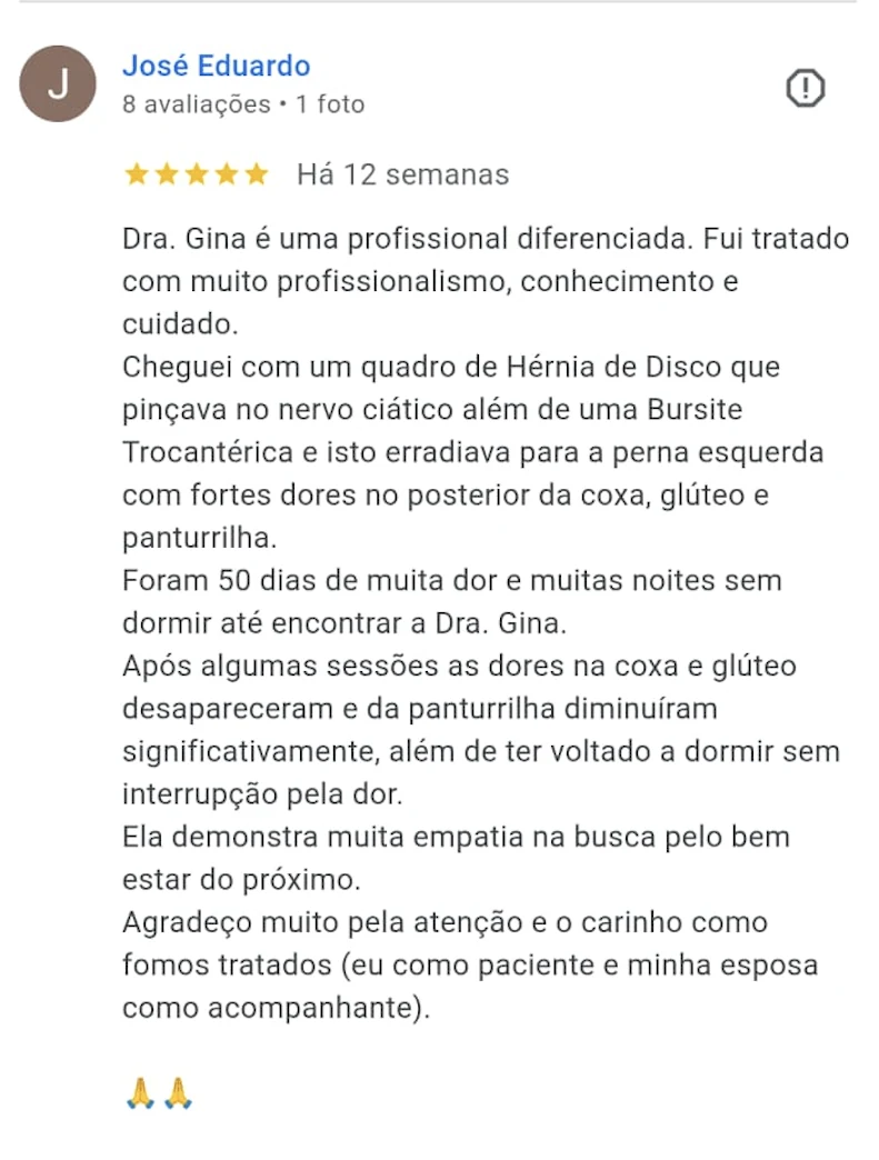 Depoimento de José Eduardo sobre atendimento com Gina Lozzi
