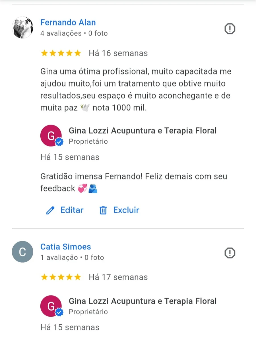 Depoimentos de Fernando Alan e Catia Simoes sobre atendimento com Gina Lozzi